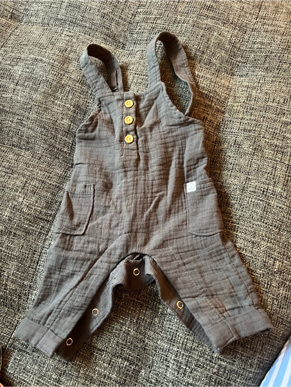 Carter's Gray Muslin Button-Front Overalls